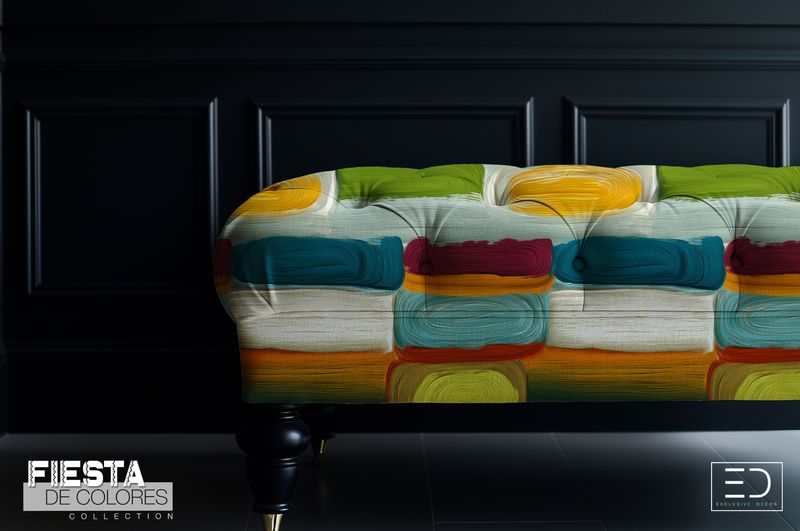 Las Formas | Navy, Olive & Rust Abstract Block Fabric | Fiesta de Colores Collection