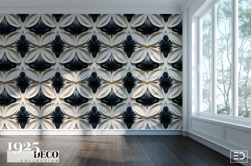 The Ambassadeurs Wallpaper: Beige &amp; Black | 1925 Deco Collection