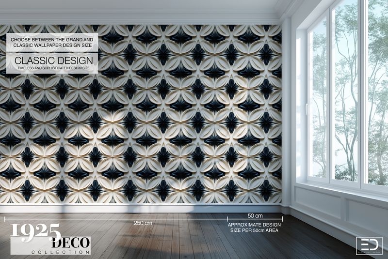 The Ambassadeurs Wallpaper: Beige &amp; Black | 1925 Deco Collection