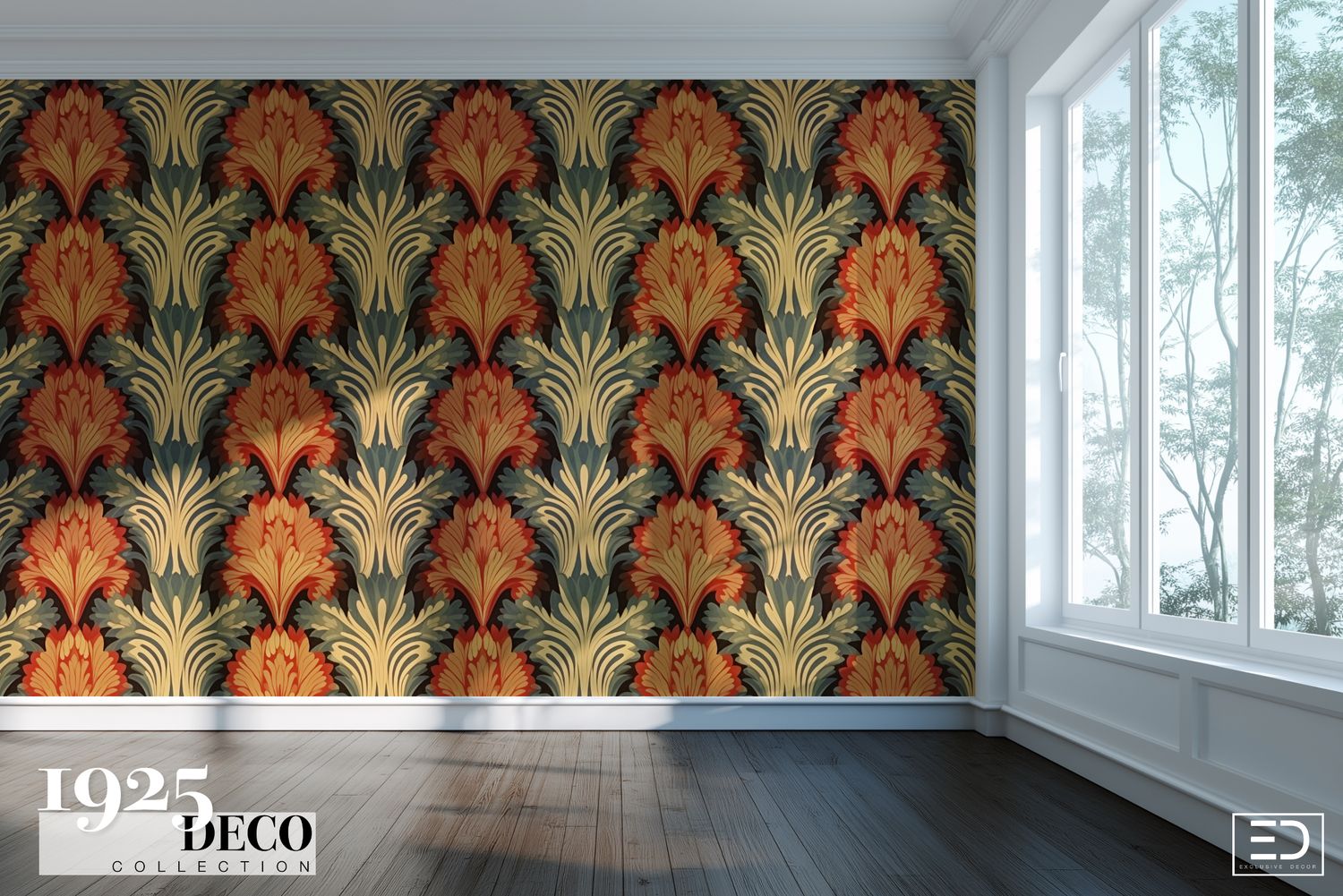 The Savoy Wallpaper: Rust, Teal &amp; Cream | 1925 Deco Collection