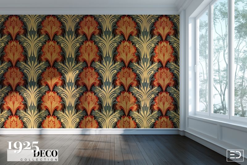 The Savoy Wallpaper: Rust, Teal &amp; Cream | 1925 Deco Collection