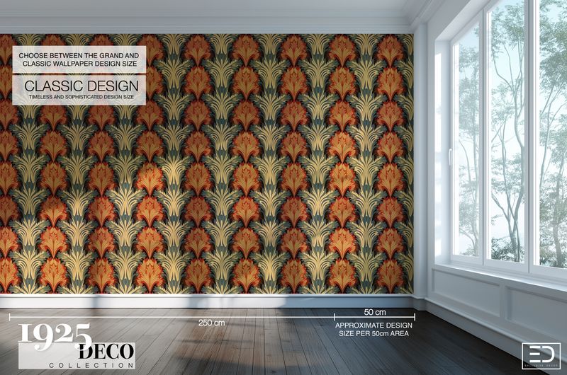 The Savoy Wallpaper: Rust, Teal &amp; Cream | 1925 Deco Collection