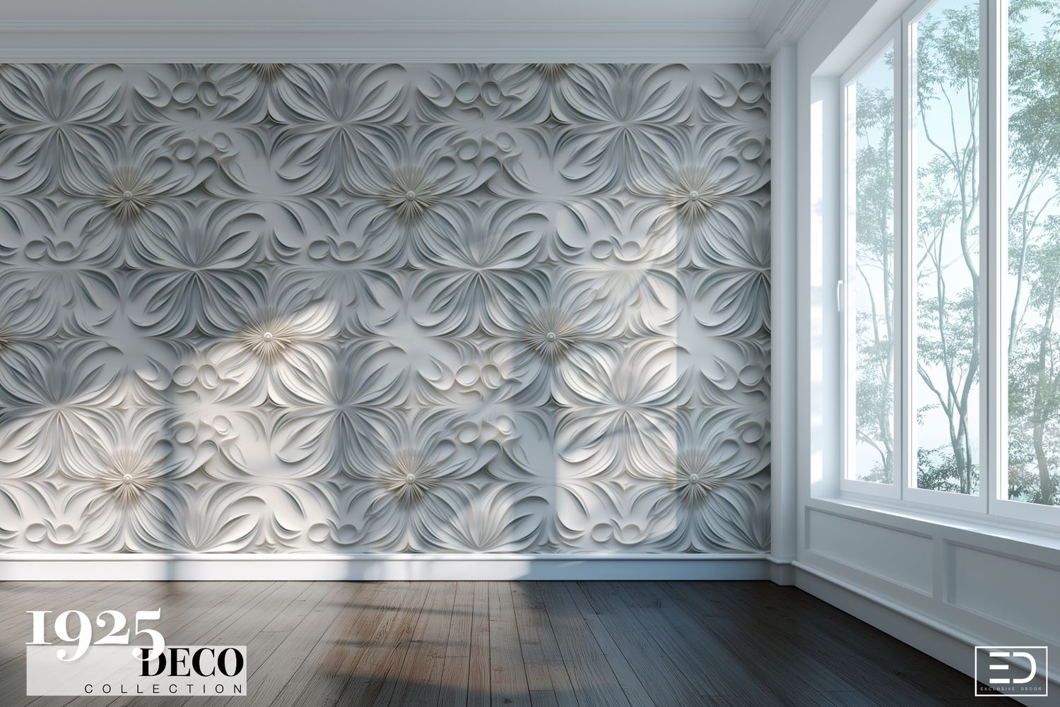 The Alabaster Wallpaper: Silver &amp; Pewter Grey | 1925 Deco Collection