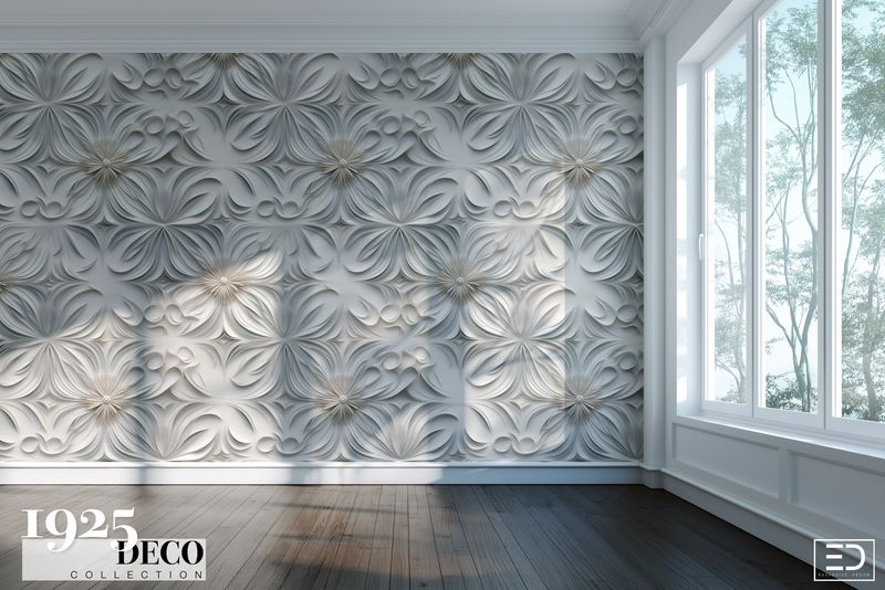 The Alabaster Wallpaper: Silver &amp; Pewter Grey | 1925 Deco Collection