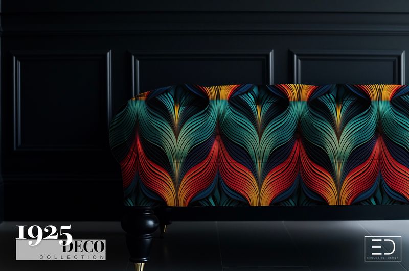 The Zephyr Flame Fabric: Navy, Gold &amp; Teal | 1925 Deco Collection