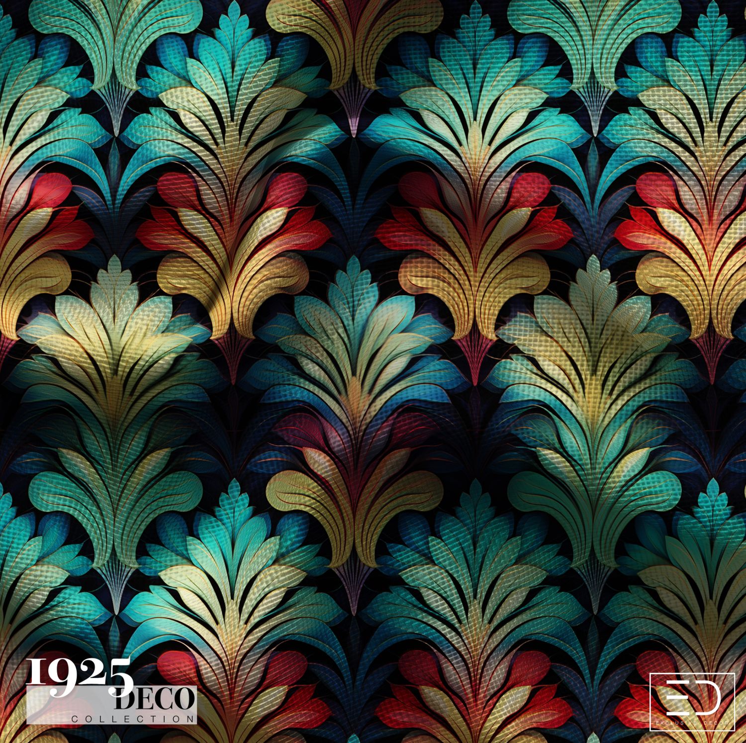 The Emerald Cavalcade, 1925 Deco, Art Deco Fabric Design