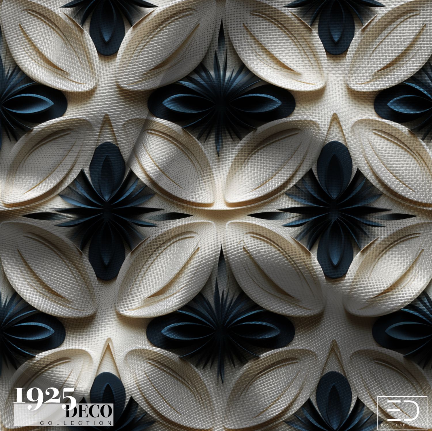 The Ambassadeurs Fabric: Cream &amp; Navy | 1925 Deco Collection