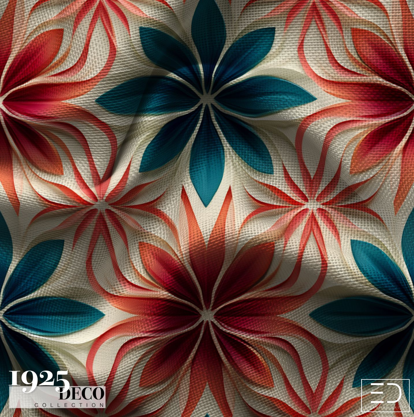 The Rialto Fabric: Teal &amp; Vermillion | 1925 Deco Collection