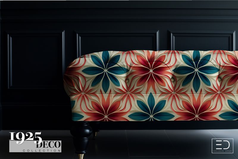 The Rialto Fabric: Teal &amp; Vermillion | 1925 Deco Collection