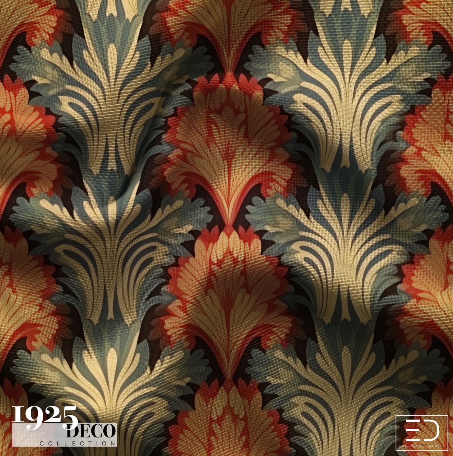 The Savoy Fabric: Rust, Teal &amp; Cream | 1925 Deco Collection