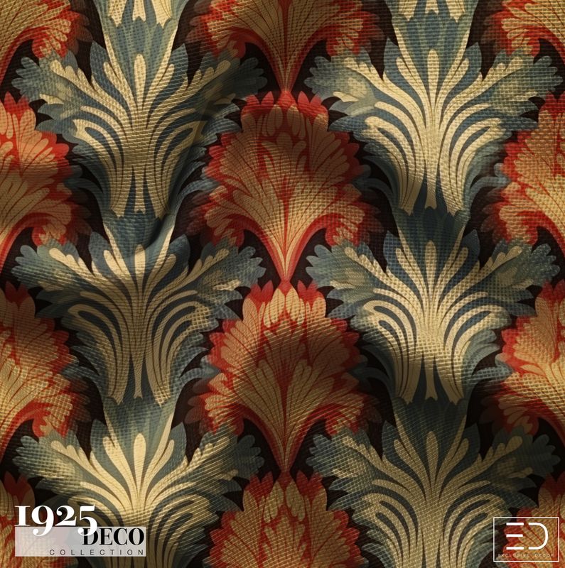 The Savoy Fabric: Rust, Teal &amp; Cream | 1925 Deco Collection