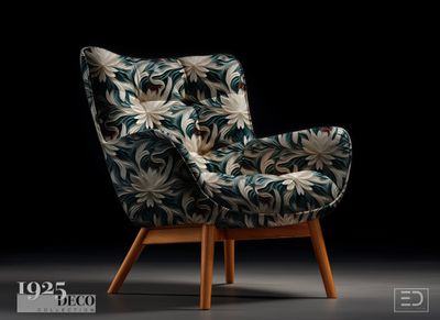 The Nile Lotus Fabric: Teal &amp; Ivory | 1925 Deco Collection