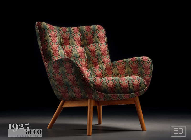 The Grand Scroll Fabric: Dusty Rose &amp; Sage | 1925 Deco Collection