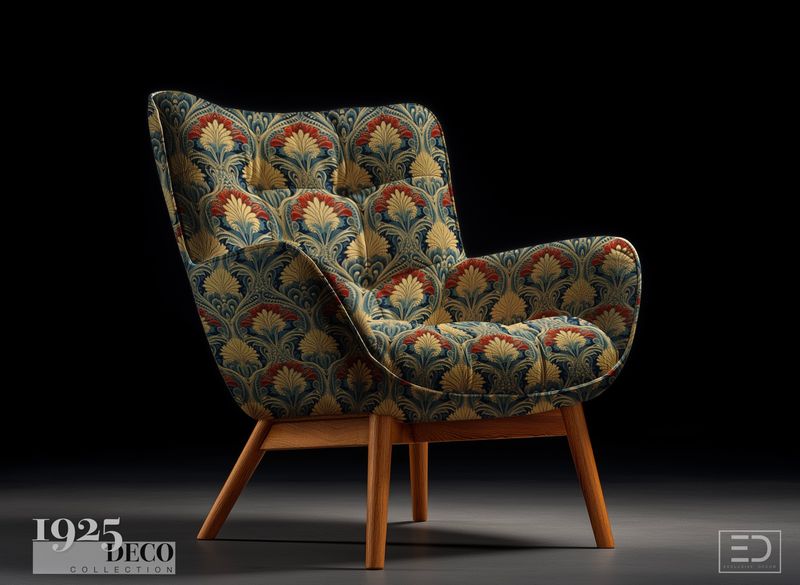 The Cairo Palmette Fabric: Navy, Gold &amp; Burnt Orange | 1925 Deco Collection