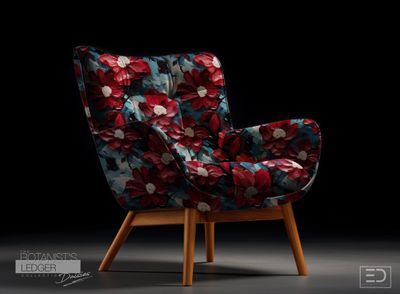 The Scarlet Study Daisy Fabric: Deep Red, Off White &amp; Teal | The Botanist's Ledger Collection