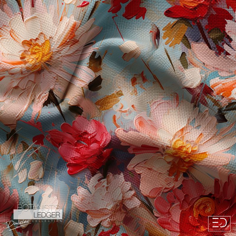 Spinks' Garden Daisy Fabric: Blush Pink, Deep Red & Cream | The Botanist's Ledger Collection Spinks' Garden Daisy Fabric: Blush Pink, Deep Red & Cream | The Botanist's Ledger Collection