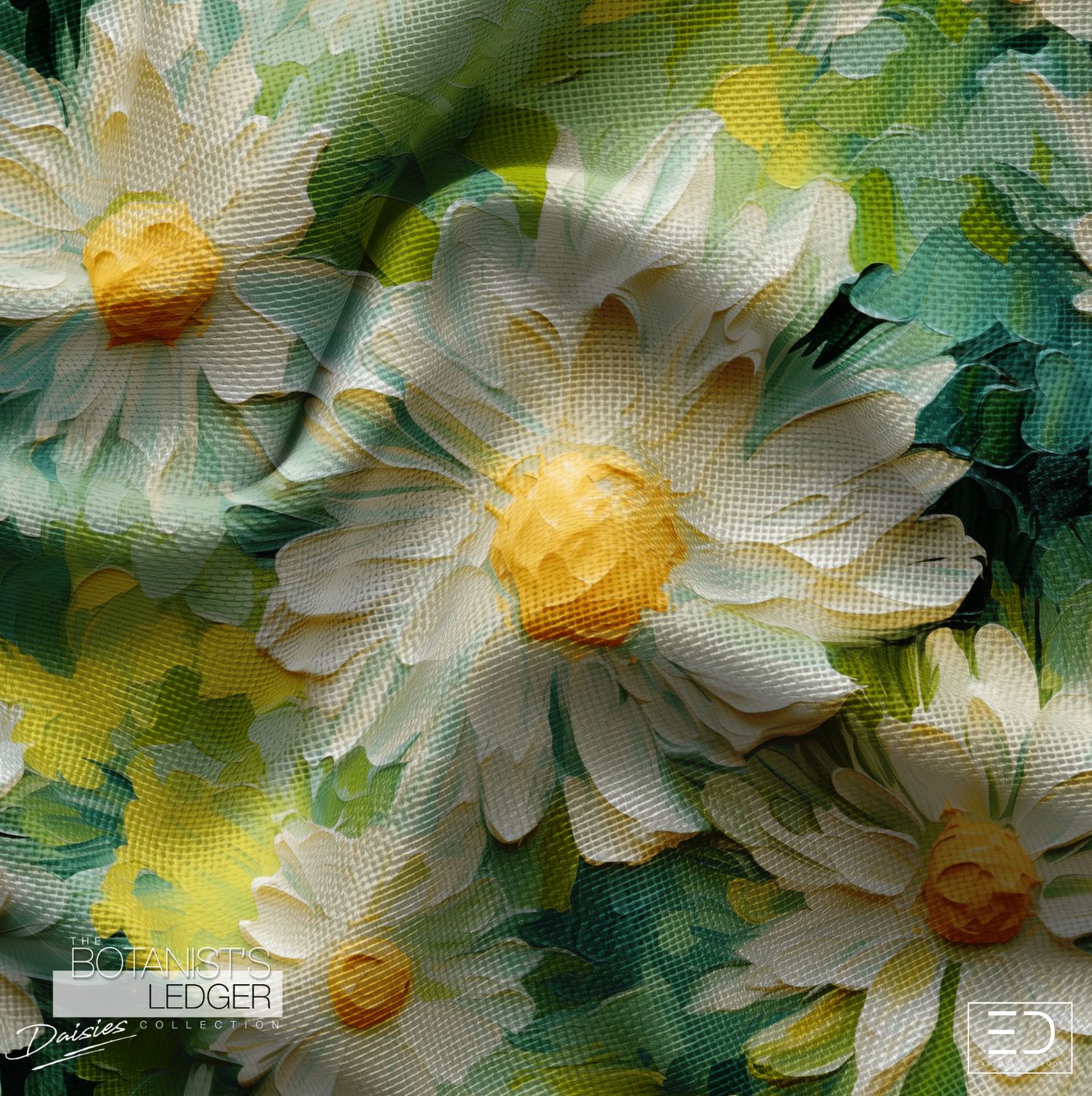 Pressed in Sunlight Daisy Fabric: Butter Yellow, Cream &amp; Sage Green | The Botanist's Ledger Collection