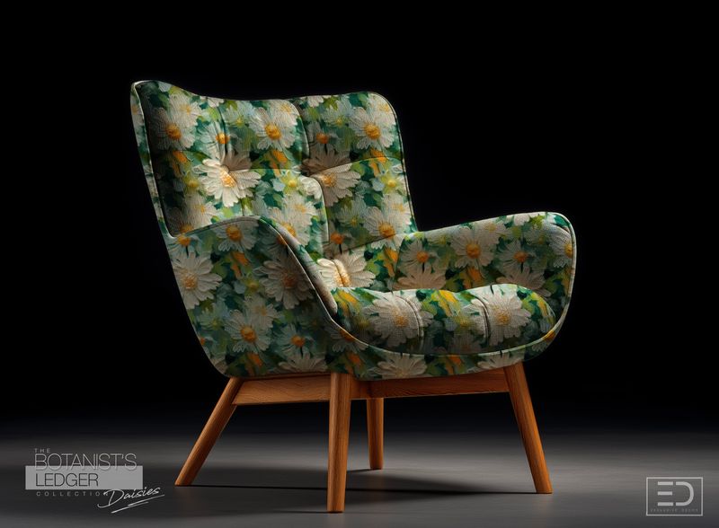 Pressed in Sunlight Daisy Fabric: Butter Yellow, Cream & Sage Green | The Botanist's Ledger Collection