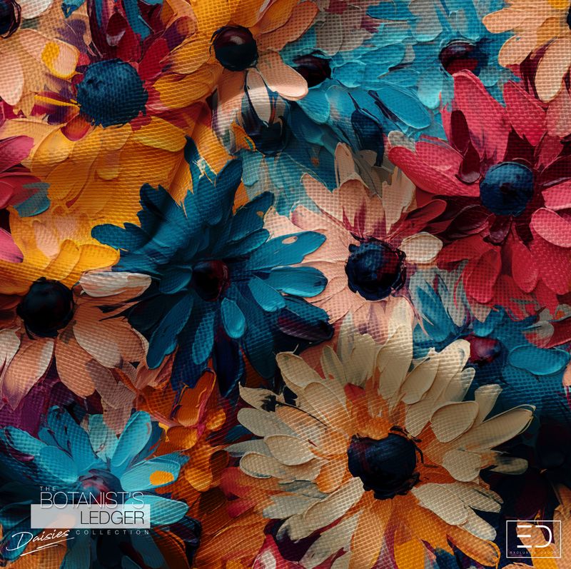 The Wildflower Record Daisy Fabric: Teal, Burnt Orange & Cream | The Botanist's Ledger Collection The Wildflower Record Daisy Fabric: Teal, Burnt Orange & Cream | The Botanist's Ledger Collection