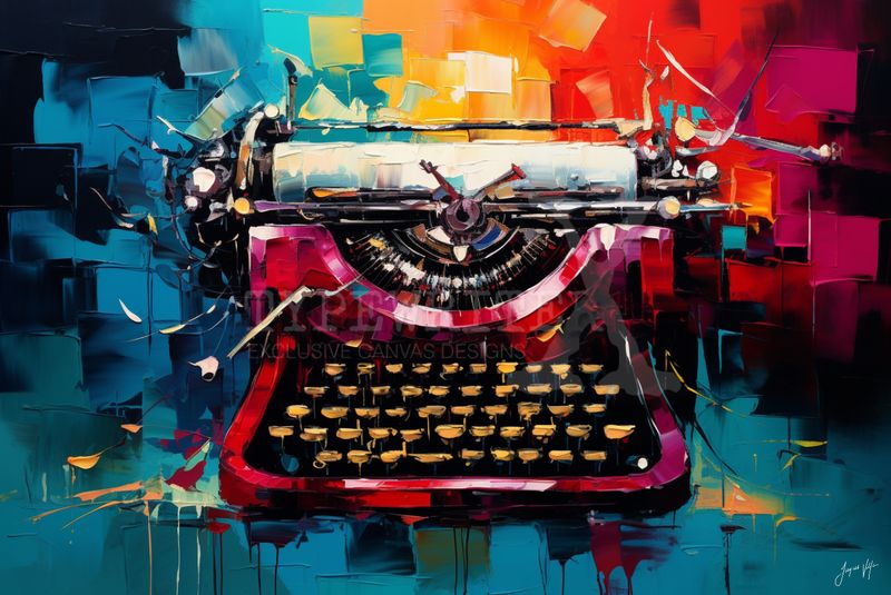 Abstract Typewriter Original Art Canvas Print | Exclusive Decor