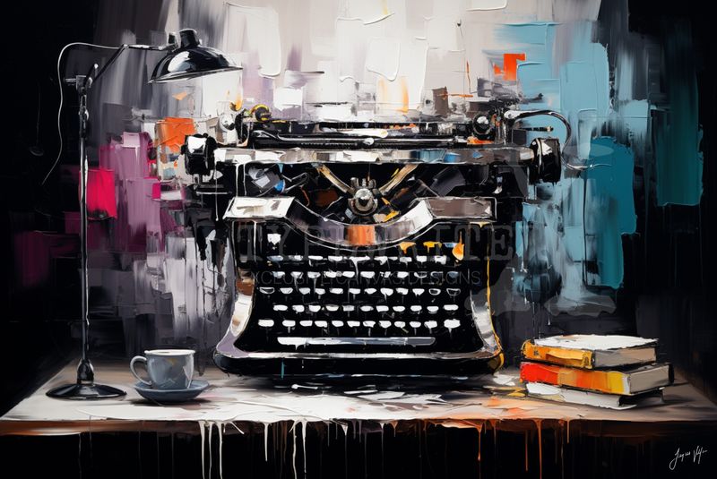 Abstract Typewriter Original Art Canvas Print | Exclusive Decor
