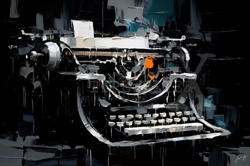 Abstract Typewriter Original Art Canvas Print | Exclusive Decor