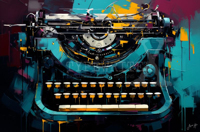 Abstract Typewriter Original Art Canvas Print | Exclusive Decor