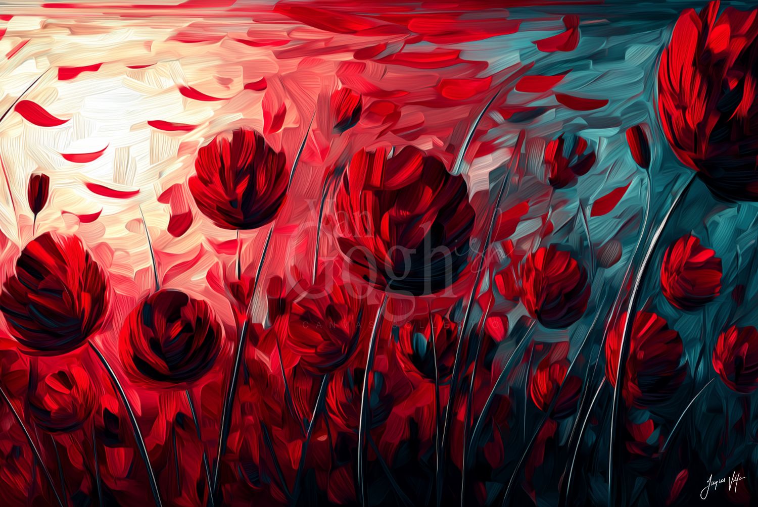 Van Gogh-ish Scarlet Storm Art Canvas Print