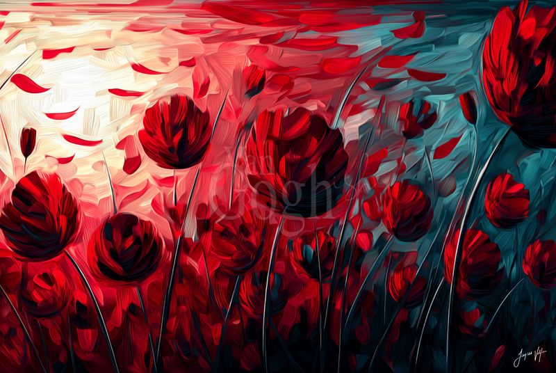 Van Gogh-ish Scarlet Storm Art Canvas Print