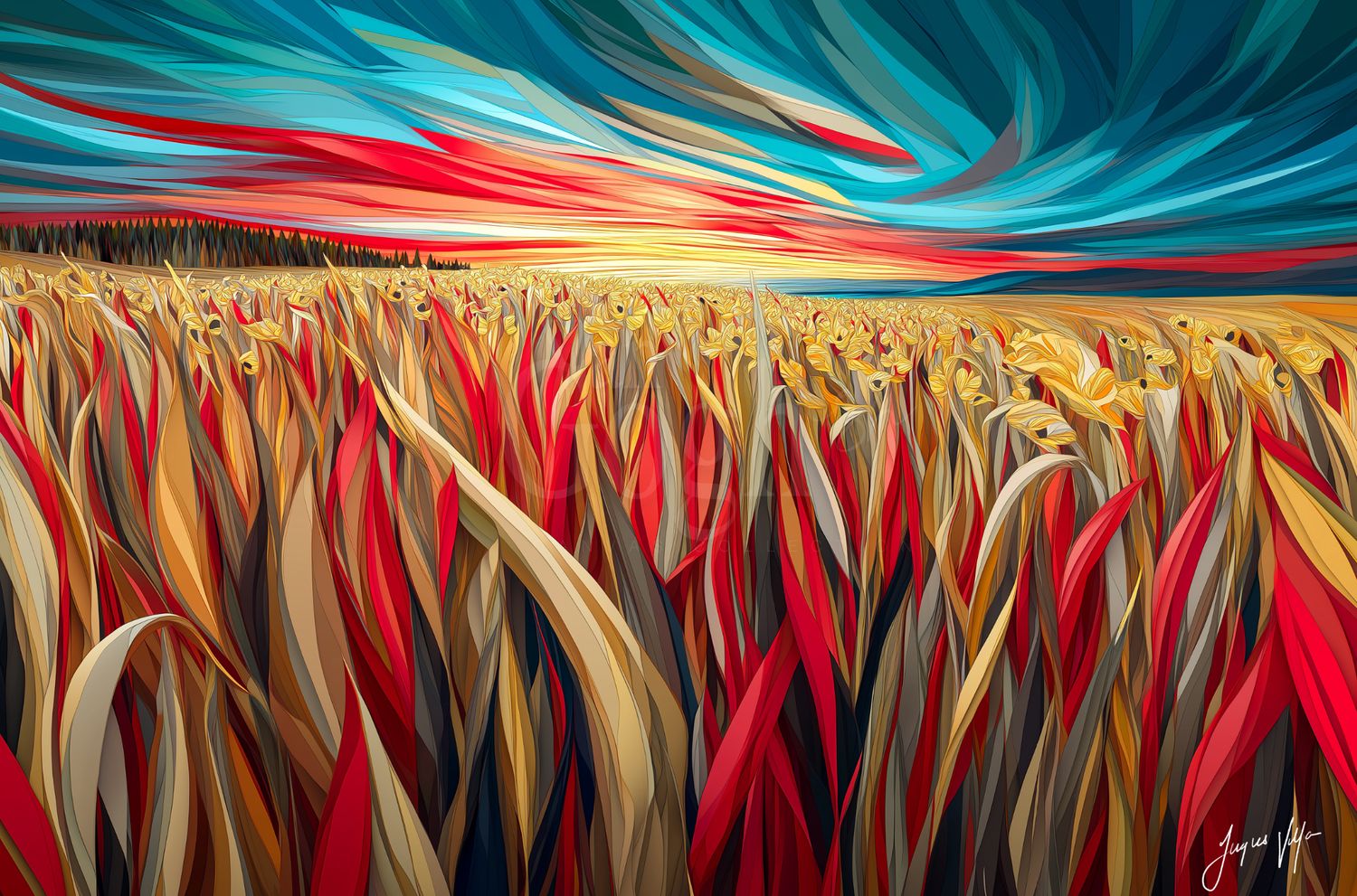 Van Gogh-ish Field of Colour Wheat Field Art Canvas Print