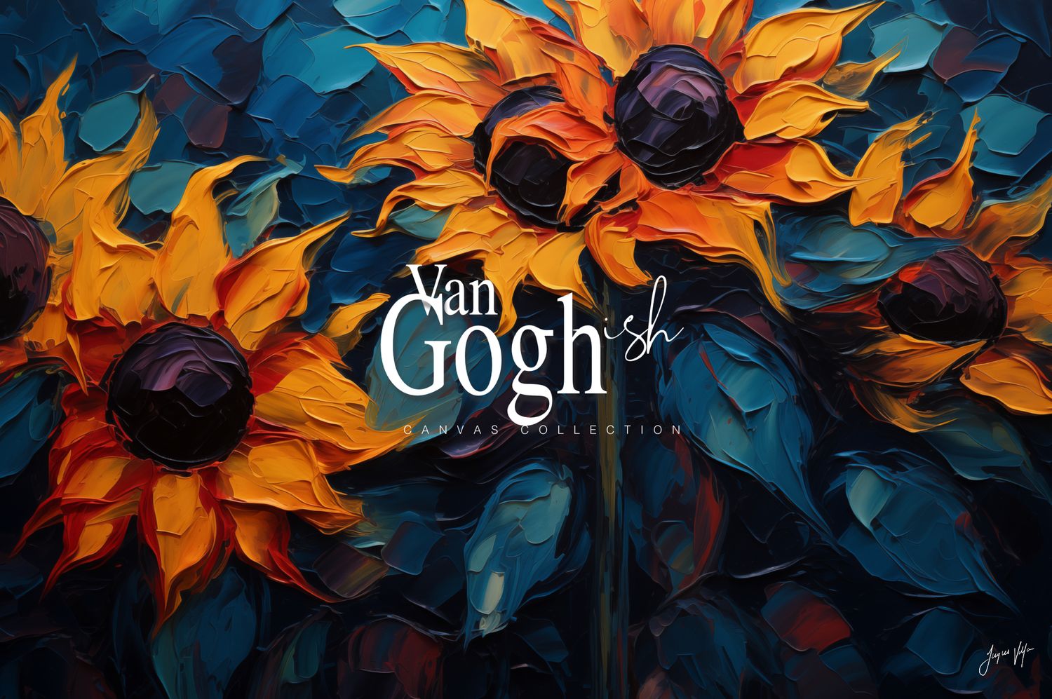 Van Gogh-ish Sunflowers After Dark Art Canvas Print
