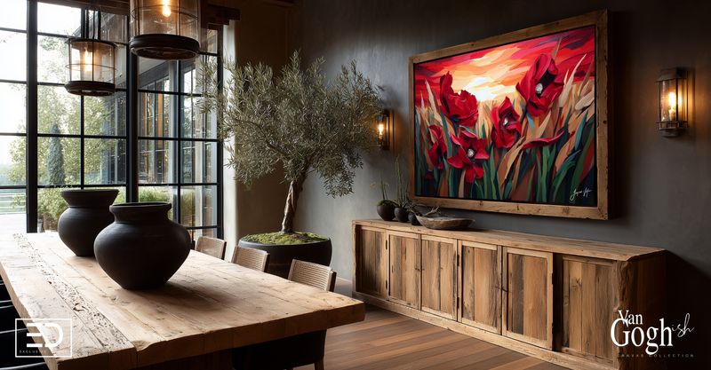 Van Gogh-ish Crimson Bloom Floral Art Canvas Print