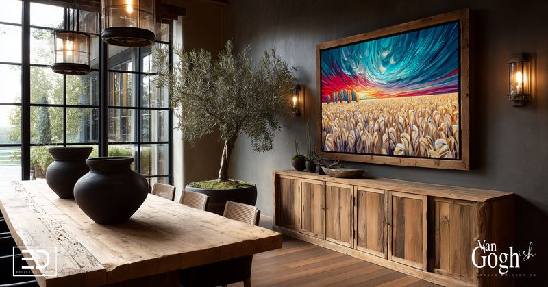 Van Gogh-ish Golden Sentinel Wheat Field Art Canvas Print
