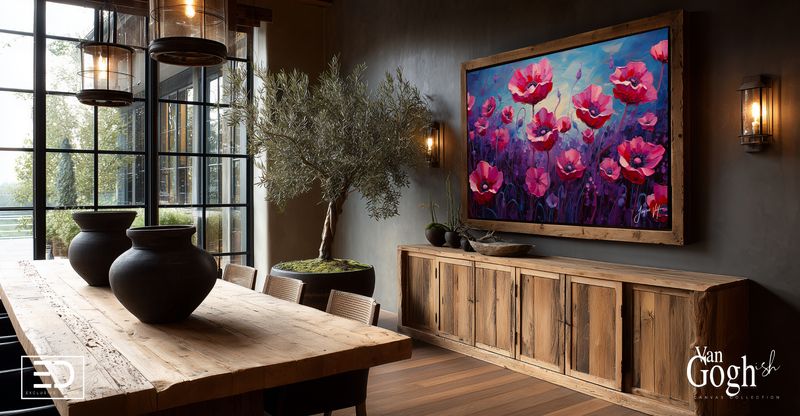 Van Gogh-ish Pink Poppy Field Art Canvas Print