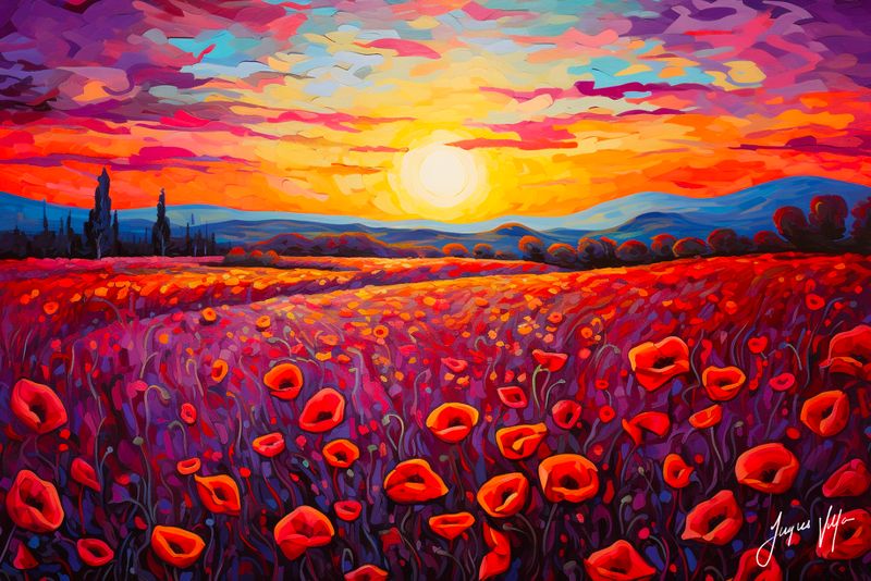 Van Gogh-ish Poppies Art Canvas Print