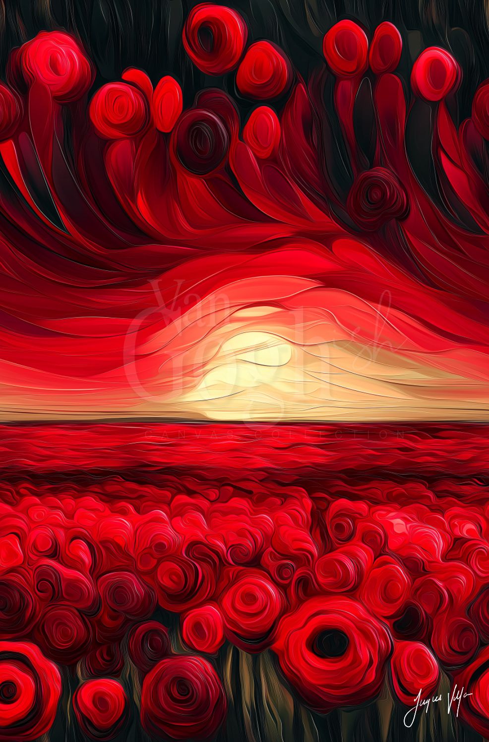 Van Gogh-ish Red Requiem Art Canvas Print