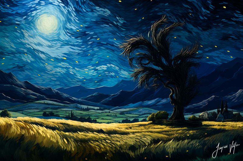 Van Gogh-ish Wheat Field Art Canvas Print