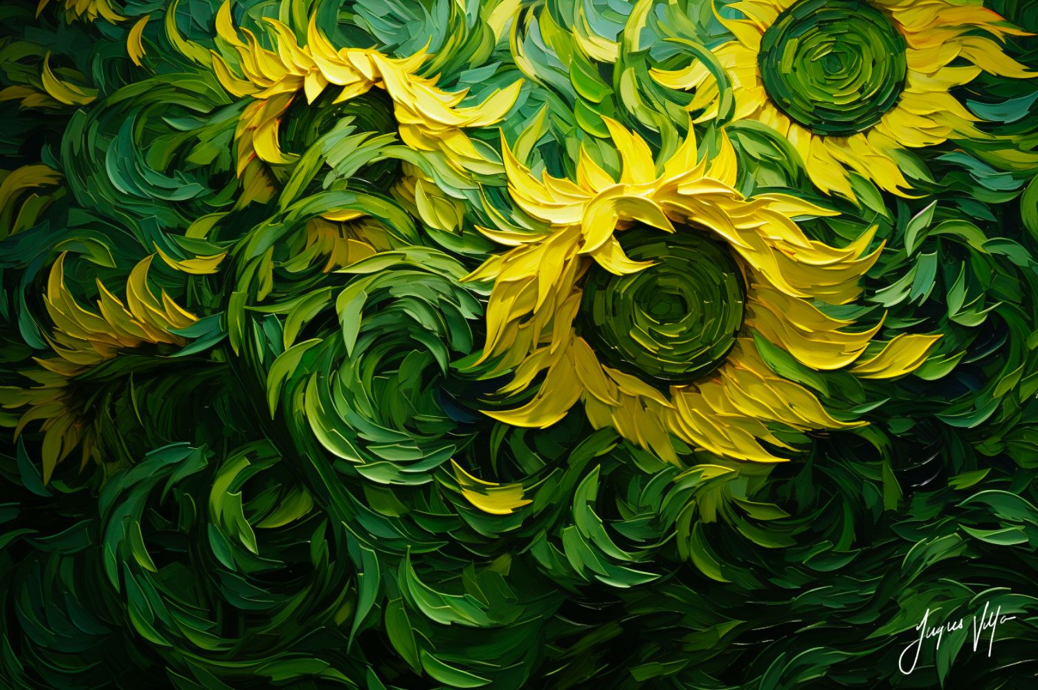 Van Gogh-ish Sunflower Surge Art Canvas Print