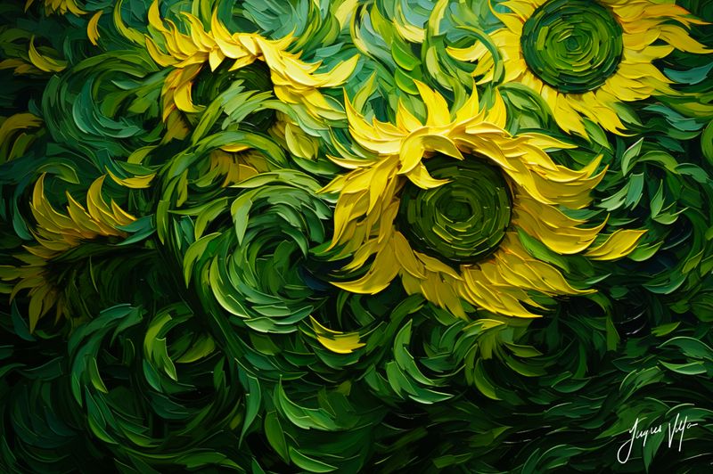Van Gogh-ish Sunflower Surge Art Canvas Print