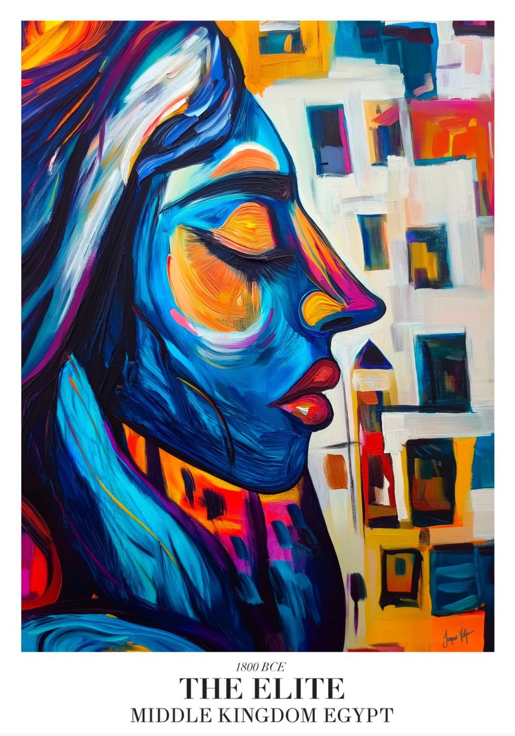 "1800 BCE "THE ELITE - Middle Kingdom Egypt" Mystique of the Nile, Abstract Lady Original Art Poster Print