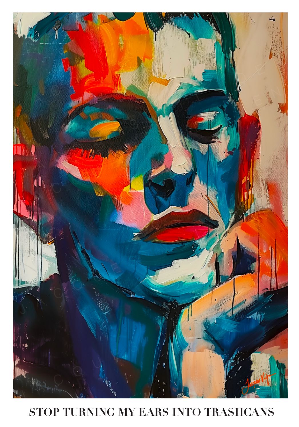 "Stop Turning My Ears Into Trashcans" Contemporary Expressionism Original Art Poster Print