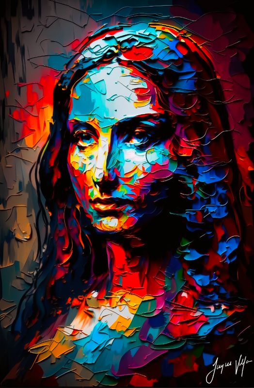Mona Lisa 2nd, Born of Fire and Pigment Art Canvas Print