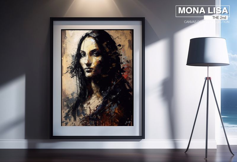 Mona Lisa 2nd, Charcoal Shadow Art Canvas Print