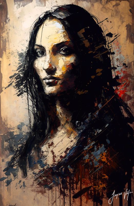 Mona Lisa 2nd, Charcoal Shadow Art Canvas Print