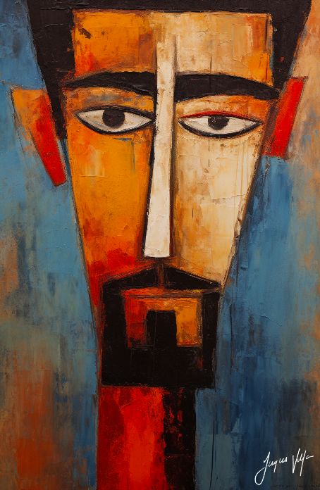 Charles, Built from the Geometry of a Man Who Has Decided Original Art Canvas Print | Modigliani Muse Collection