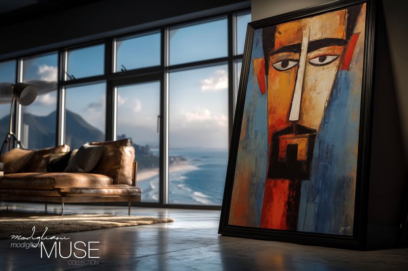 Charles, Built from the Geometry of a Man Who Has Decided Original Art Canvas Print | Modigliani Muse Collection