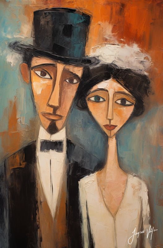 Wedding, On the Day They Chose Each Other in Front of Everything Original Art Canvas Print | Modigliani Muse Collection