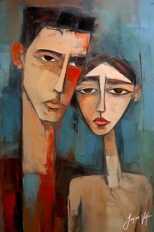 Crush, The Moment Two People Became One Composition Original Art Canvas Print | Modigliani Muse Collection