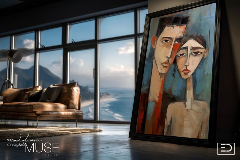 Crush, The Moment Two People Became One Composition Original Art Canvas Print | Modigliani Muse Collection