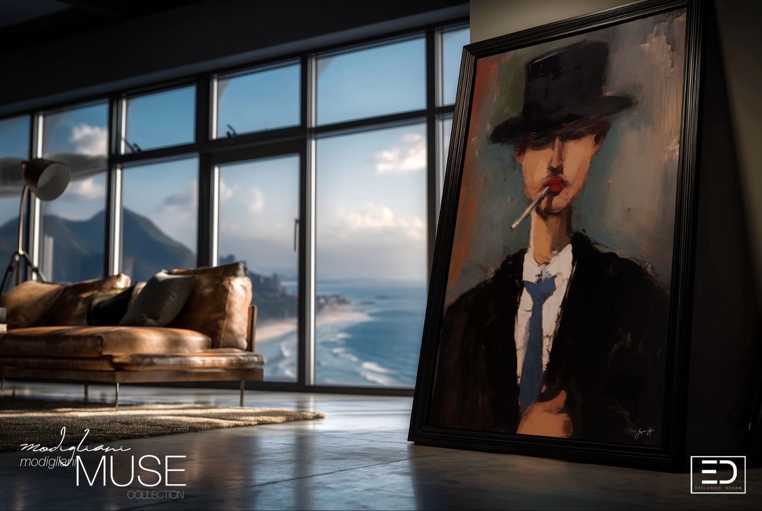 Smoker, The Man Whose Thoughts Were as Long as His Cigarette Original Art Canvas Print | Modigliani Muse Collection